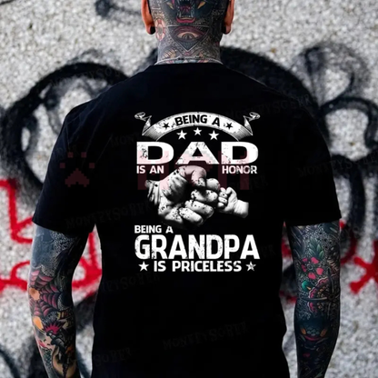 Priceless Patriarch Heritage Graphic Tee - Pure Cotton Dad & Grandpa Honor Unisex Crewneck T-Shirt