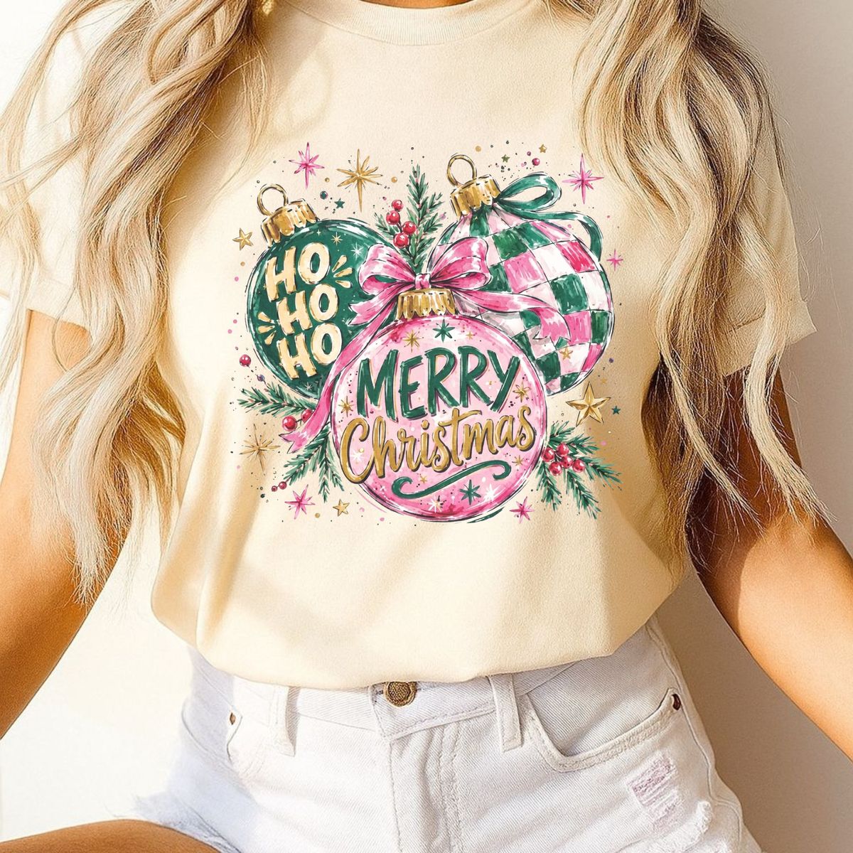 Festive Friction Tee – Trendy Christmas Ornament Holiday Graphic T-Shirt