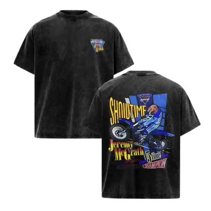 Retro Pinup Siren Mineral Wash Tee - Men's Distressed Acid Wash Oversized Cotton Graphic Shirt
