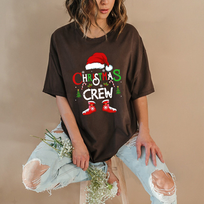 Festive Friction Tee – "Christmas Crew" Matching Family Sports Streetwear Graphic Shirt