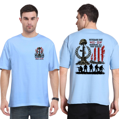 Parke Horizon Tee – Vintage Veterans Day "11-11 Honoring All Who Served" Patriotic Military Graphic T-Shirt
