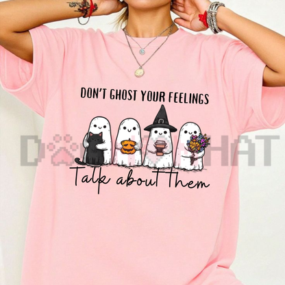 Comfort Colors® "Don't Ghost Your Feelings" Mental Health T-Shirt - Halloween Counselor Tee