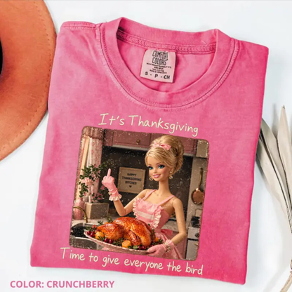 Festive Friction Tee – "I'll Just Cook For You" Funny Thanksgiving Doll Face Graphic Shirt