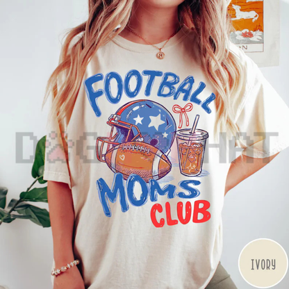 Football Moms Club Comfort Colors T-Shirt - Trendy Gameday Doodle Sports Mom Tee