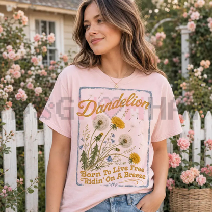 Dandelion Country Music Graphic Tee - Floral Wish Wildflower Vintage Cotton Unisex Country Concert T-Shirt