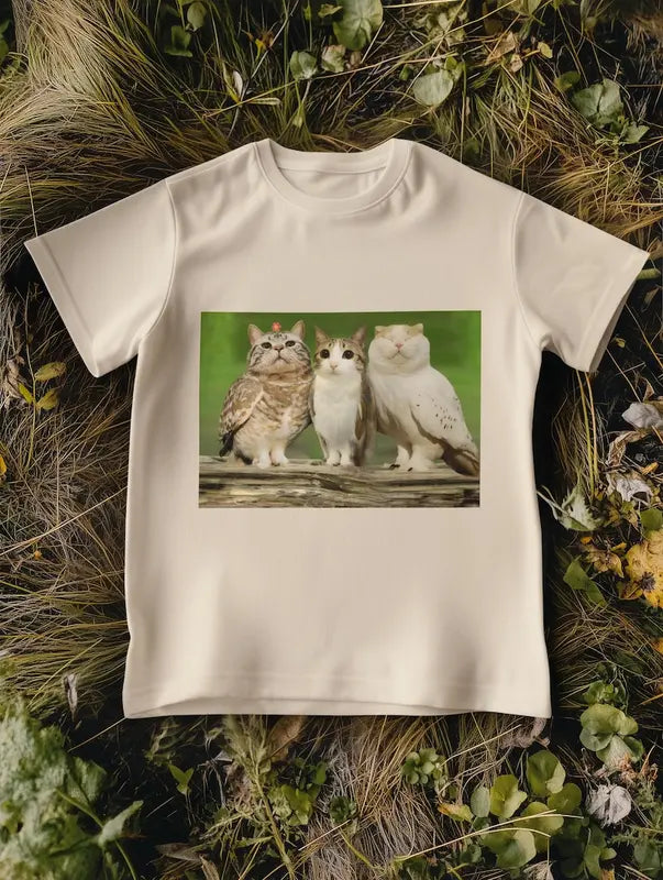 "Meowl with Family" Meme T-Shirt – Unisex Funny Cat & Owl Brainrot Tee