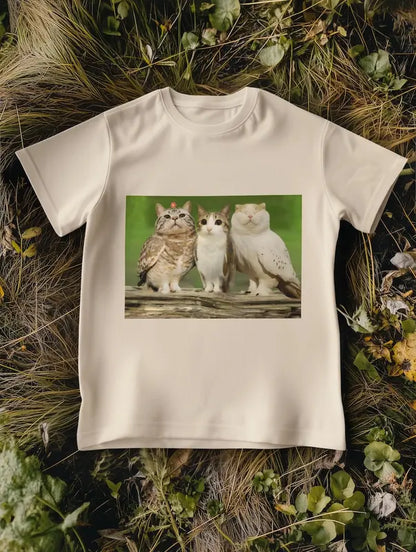 "Meowl with Family" Meme T-Shirt – Unisex Funny Cat & Owl Brainrot Tee