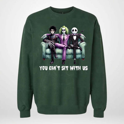 You Can’t Sit With Us Halloween T-Shirt – Funny Horror Character-Inspired Graphic Tee, Unisex Spooky Season Shirt