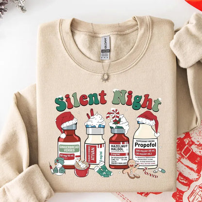 Medical Holiday Nurse Crewneck – "Silent Night" Christmas Sweatshirt
