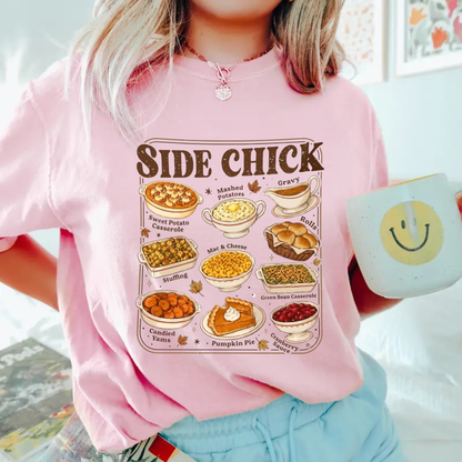 Festive Friction Tee – Retro "Side Chick" Funny Thanksgiving & Friendsgiving Graphic T-Shirt