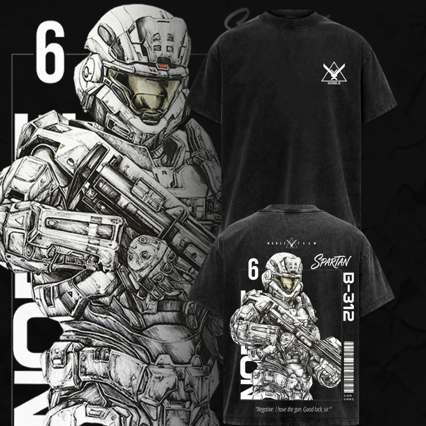 Reach Defenders Noble Team V3 Graphic Tee - Acid Wash Halo Gaming Oversized Shirt