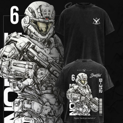 Reach Defenders Noble Team V3 Graphic Tee - Acid Wash Halo Gaming Oversized Shirt