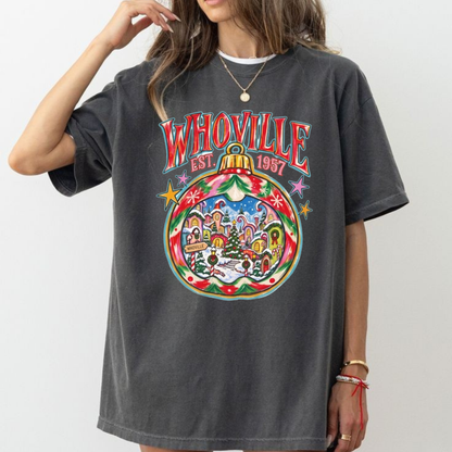 Vintage Yuletide Cast Garment-Dyed Tee – Preppy 2026 Christmas Character Shirt