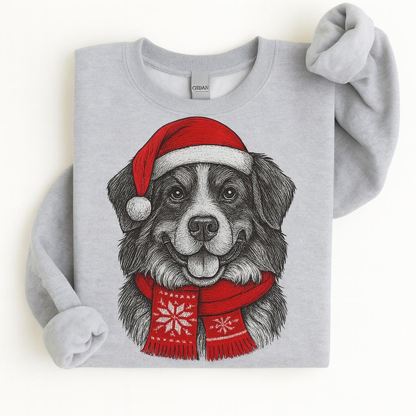 Ugly Christmas Style Santa Paws Dog Crewneck Sweater – Unisex Sport Grey Festive Pet Pullover