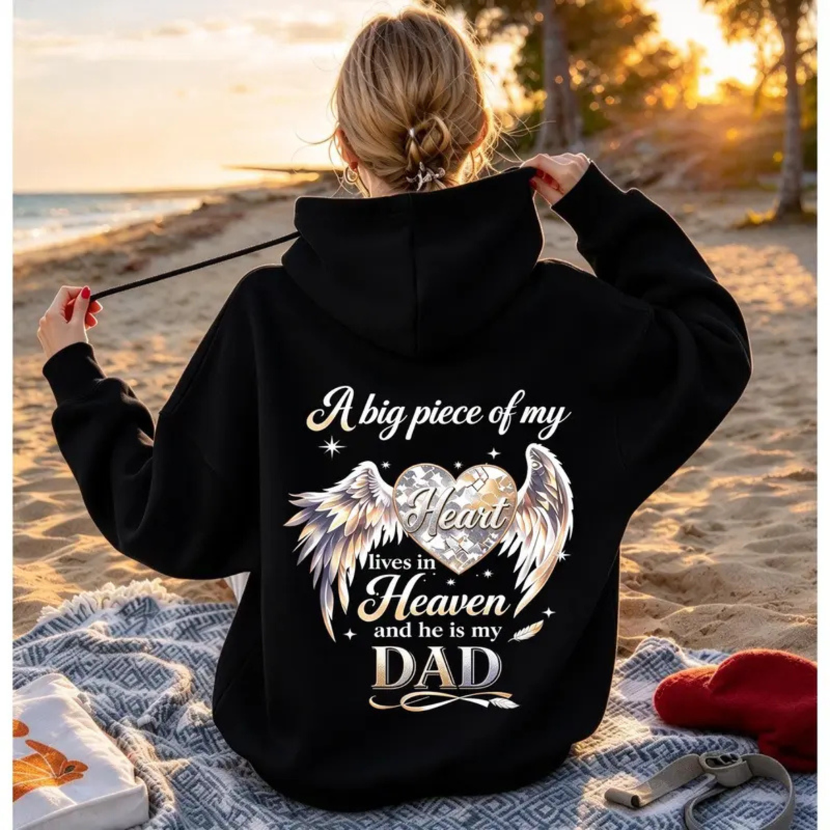 Parke Horizon Hoodie – Women's Pink "A Big Piece Of My Heart Lives In Heaven Mom" Memorial Back Print Hoodie