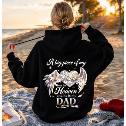 Parke Horizon Hoodie – Women's Pink "A Big Piece Of My Heart Lives In Heaven Mom" Memorial Back Print Hoodie