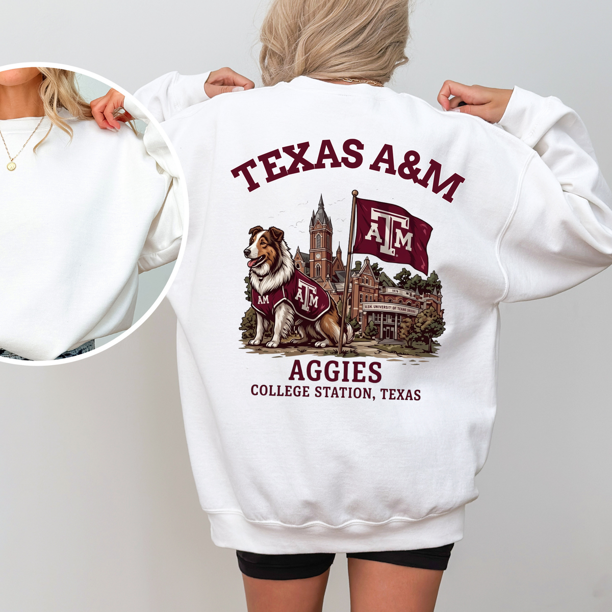 Vintage College Mascot Back Print Black Sweatshirt - Retro University Stadium Graphic Crewneck