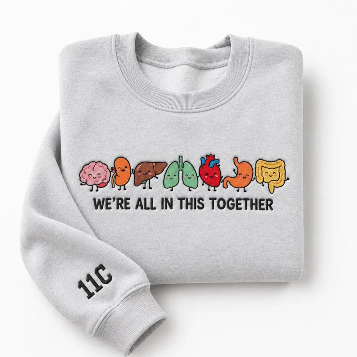 Parke Horizon – Funny Anatomy Embroidered Sweatshirt | Cute Body Organs Medical Humor Crewneck