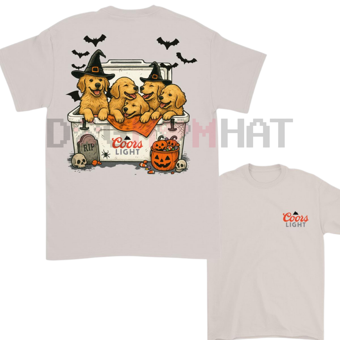Dogs & Beer Halloween T-Shirt – Golden Retriever Funny Dog Tee, Cute & Trendy Shirt for Men & Women