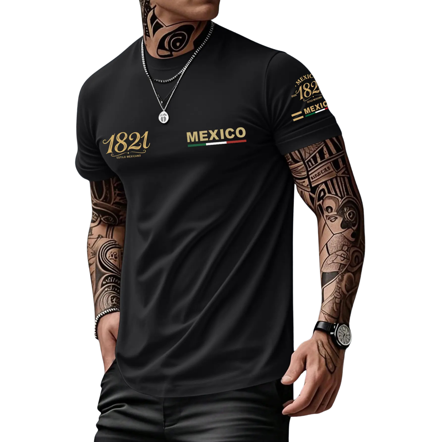 Men's Heavyweight Mexican Print Loose Fit T-Shirt - Summer Streetwear Tee