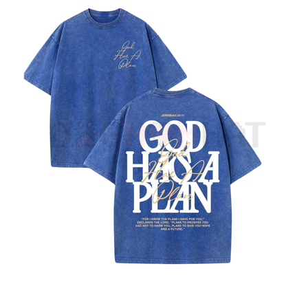 Double Sided Retro Washed 'God Has A Plan' Tee