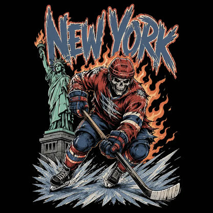 Gildan USA 32 Teams Ice Hockey Skull Vintage Sweatshirt - Classic 90s All Team Game Day Crewneck