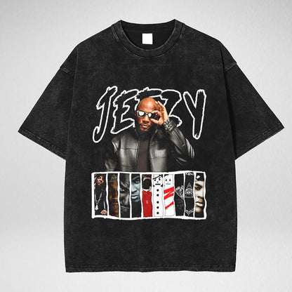 Vintage Music Wash Shirt – Retro Hip-Hop Graphic Tee, Unisex Cotton Gift for Music Lovers