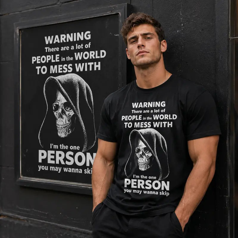 Men’s Funny Grim Reaper T-Shirt - High-Contrast Dark Humor Streetwear Graphic Top