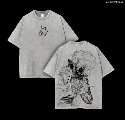 Katsuki Bakugo Vintage T-Shirt – My Hero Academia Oversized Anime Graphic Tee for Fans