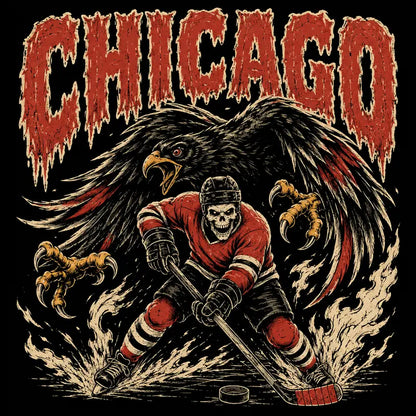 Gildan USA 32 Teams Ice Hockey Skull Vintage Sweatshirt - Classic 90s All Team Game Day Crewneck