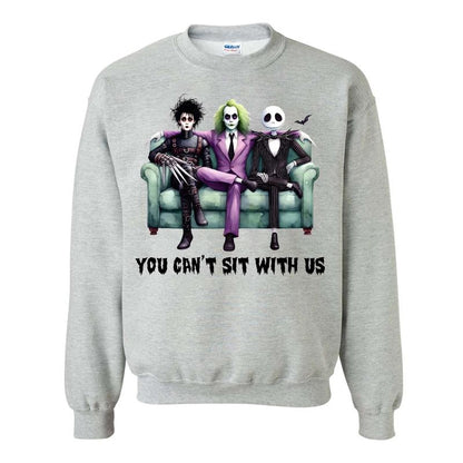 You Can’t Sit With Us Halloween T-Shirt – Funny Horror Character-Inspired Graphic Tee, Unisex Spooky Season Shirt
