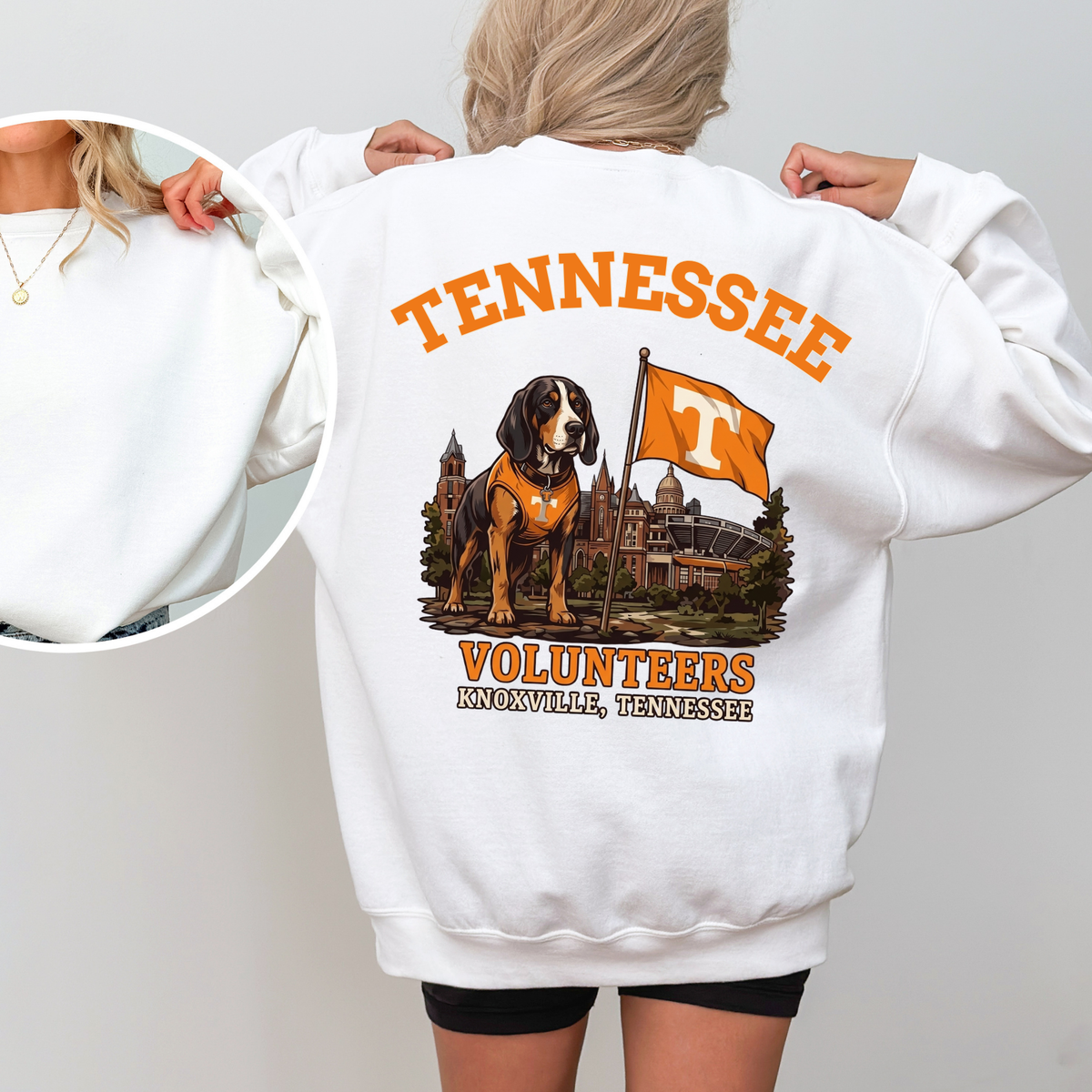 Vintage College Mascot Back Print Black Sweatshirt - Retro University Stadium Graphic Crewneck