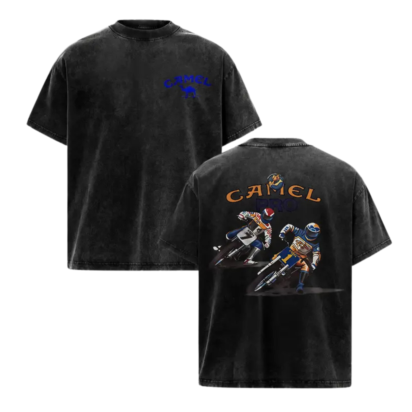 Retro Pinup Siren Mineral Wash Tee - Men's Distressed Acid Wash Oversized Cotton Graphic Shirt