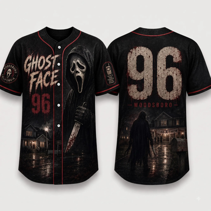 Horror Slasher Gothic Halloween Baseball Jersey - Dark Character Graphic Sports Button-Down