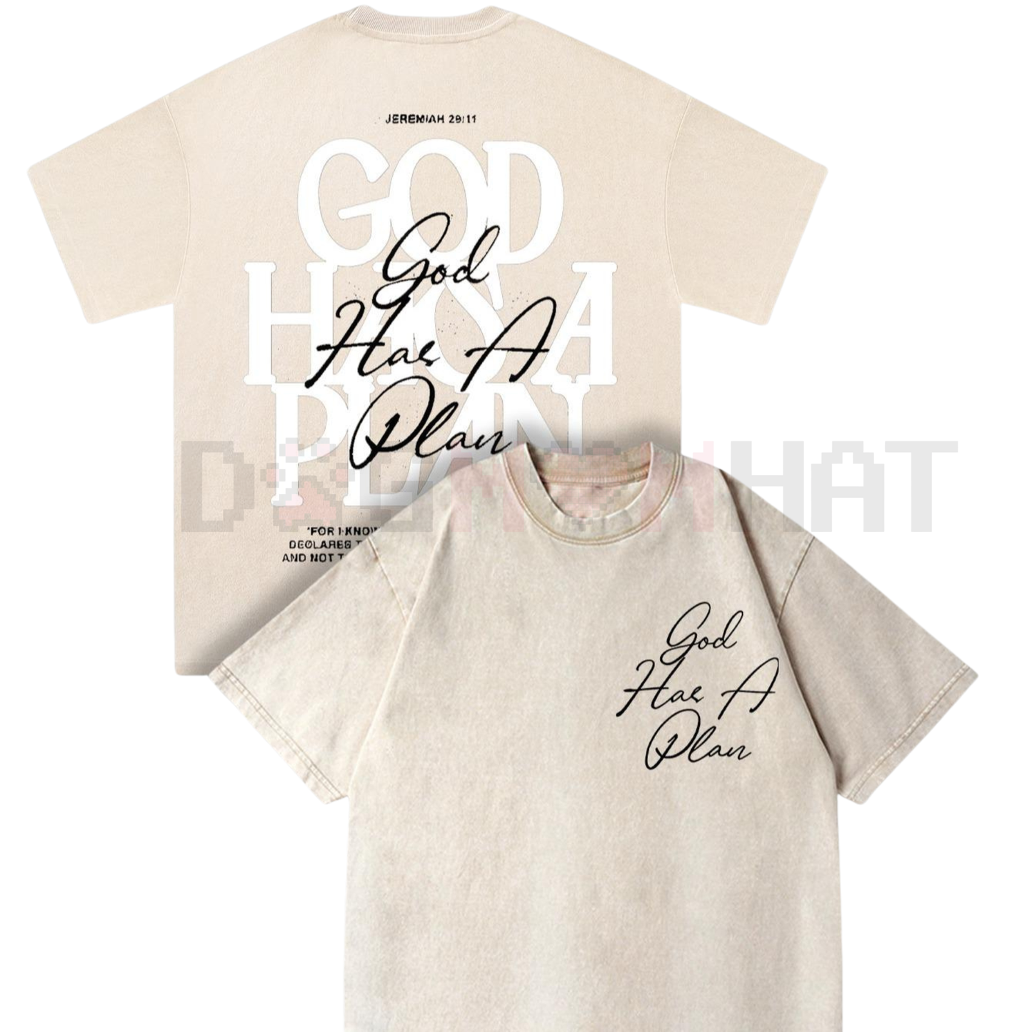 Double Sided Retro Washed 'God Has A Plan' Tee