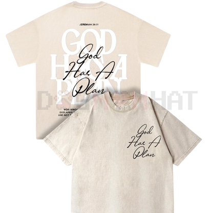 Double Sided Retro Washed 'God Has A Plan' Tee