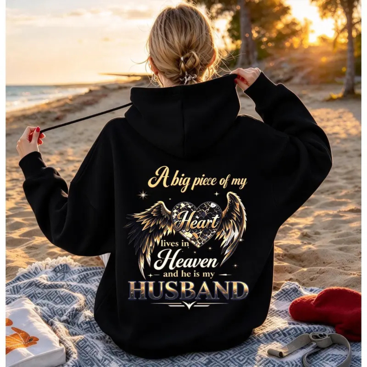 Parke Horizon Hoodie – Women's Pink "A Big Piece Of My Heart Lives In Heaven Mom" Memorial Back Print Hoodie