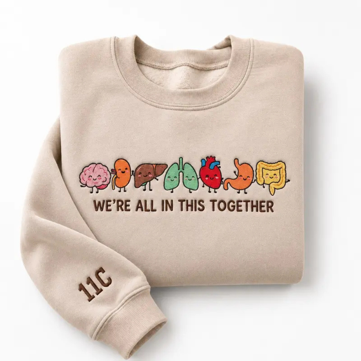 Parke Horizon – Funny Anatomy Embroidered Sweatshirt | Cute Body Organs Medical Humor Crewneck
