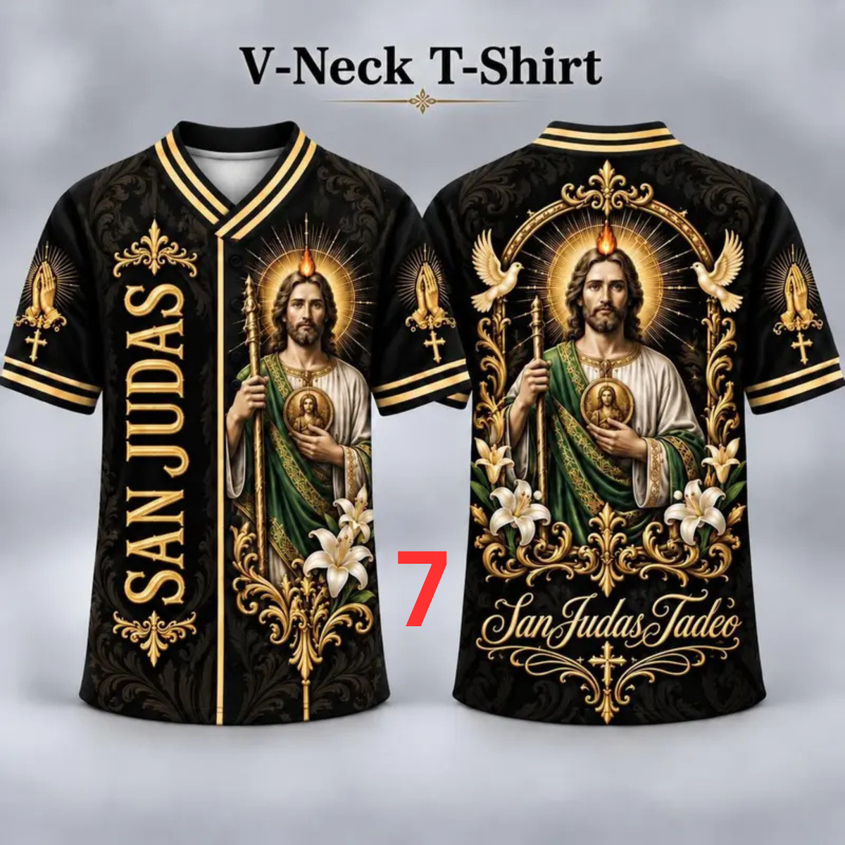 Men's San Judas Tadeo Graphic V-Neck Tee