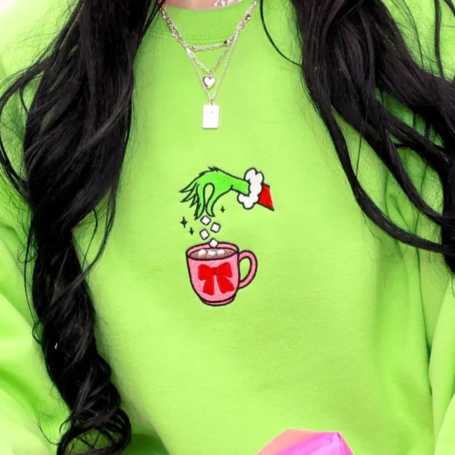 Embroidered Christmas Drink Sweatshirt – Unisex Classic Crewneck