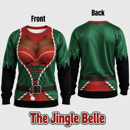 Cheeky Santa Ugly Christmas Sweatshirt – Funny Illusion Reindeer & Elf Crewneck