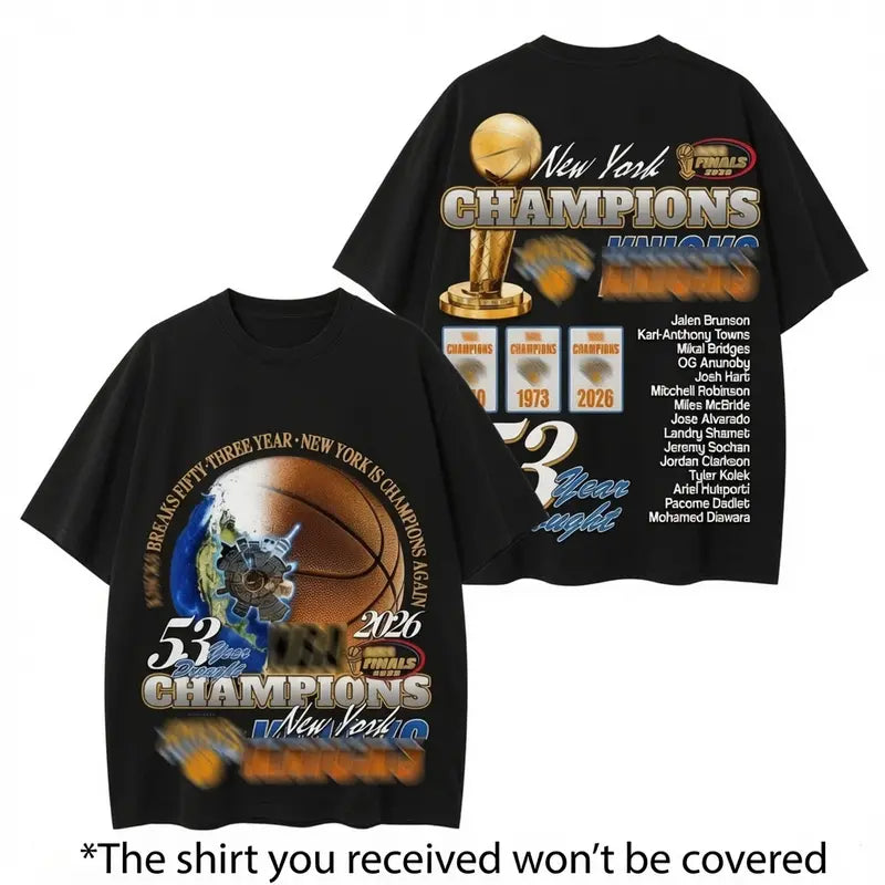 "End 53-Year Drought" New York Basketball Champions 2026 Graphic Tee