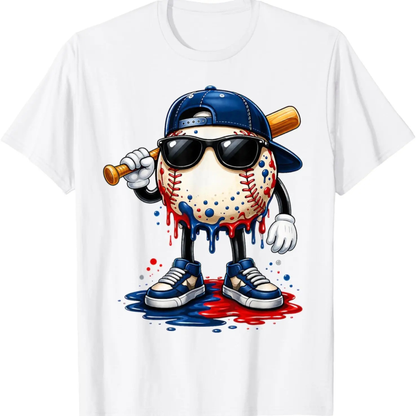 Baseball Drip Patriotic Ice Cream US Flag T-Shirt