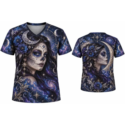 Parke Horizon Top – Women's Día de los Muertos La Catrina Stained Glass V-Neck Sports Top