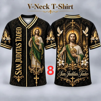 Men's San Judas Tadeo Graphic V-Neck Tee