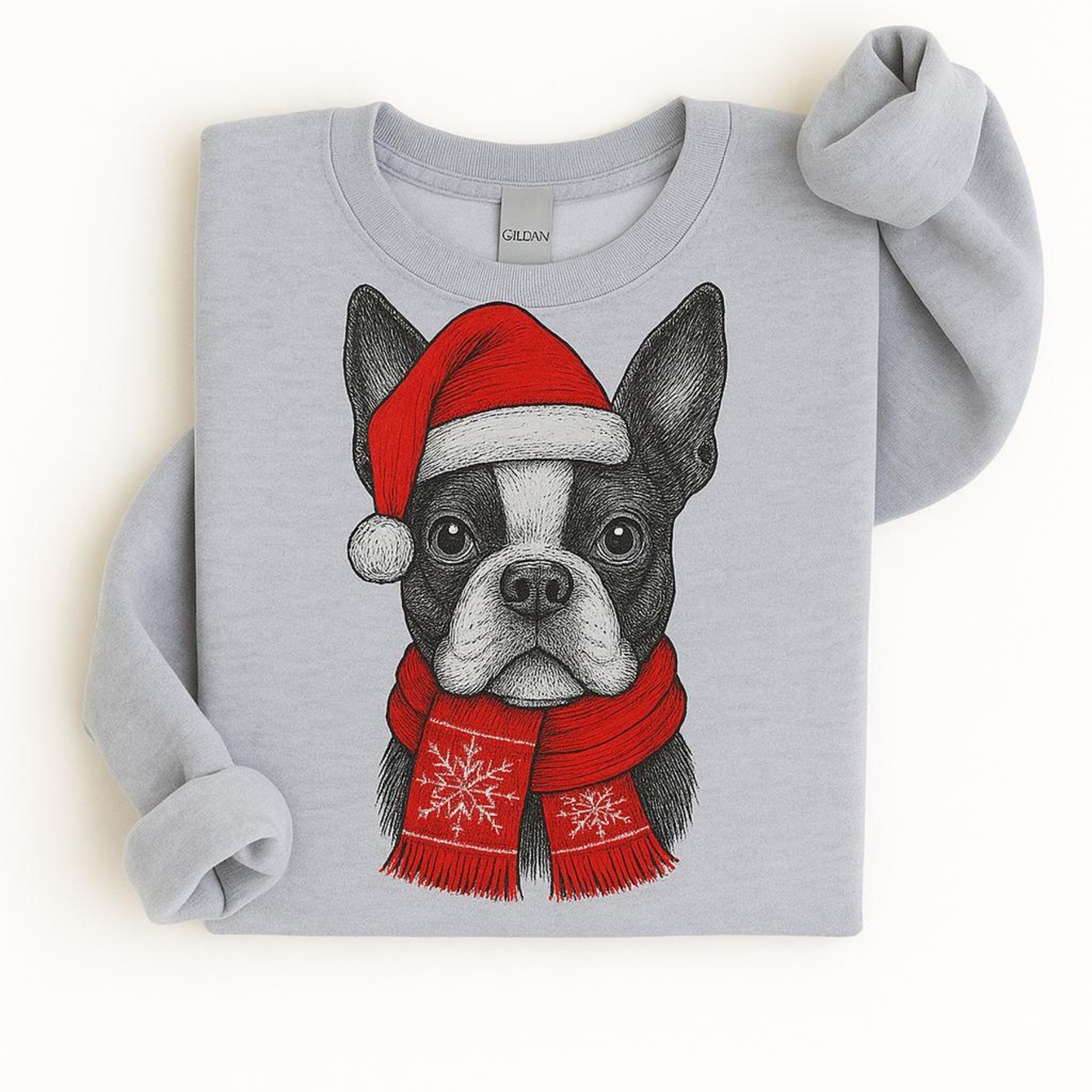 Ugly Christmas Style Santa Paws Dog Crewneck Sweater – Unisex Sport Grey Festive Pet Pullover