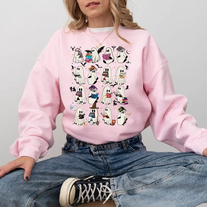 Retro Ghost Book Club Sweatshirt – Bookish Ghost Reading Tee, Halloween Gift for Book Lovers
