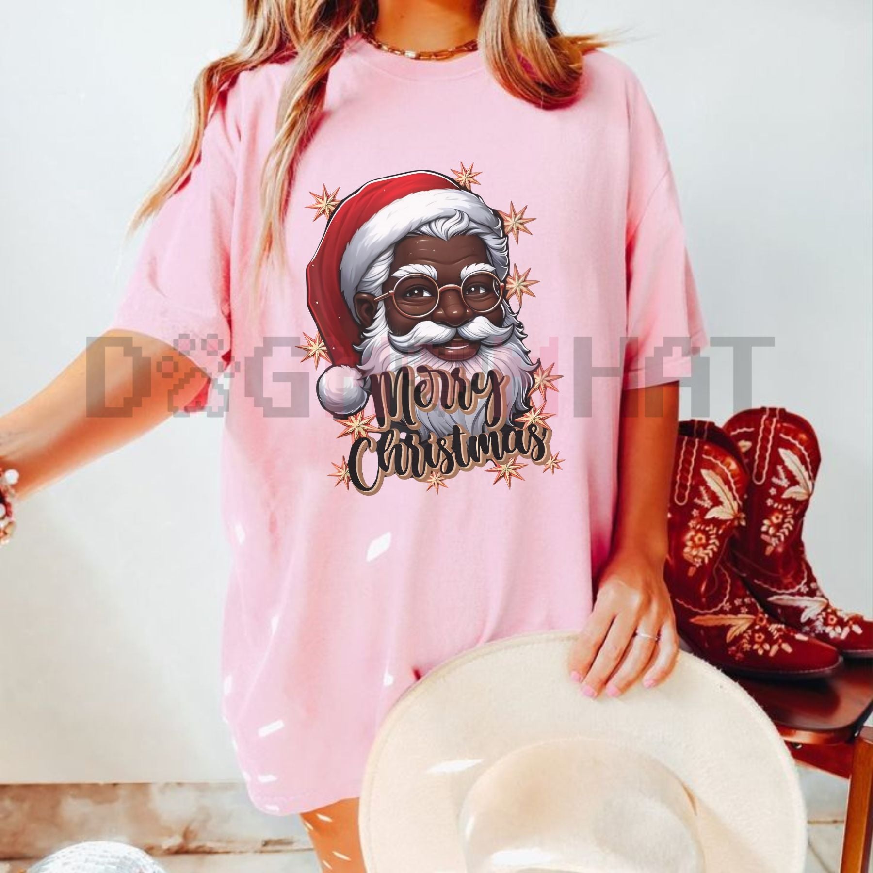 African American Santa Christmas Pajama Black X-Mas T-Shirt – 100% Cotton Family Tee - Dogmomhat.