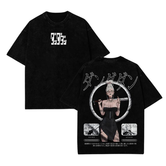 Aira Seikoo Dandadan T-Shirt – Washed Retro Manga Graphic Tee, Dark Gothic Japanese Streetwear - Dogmomhat