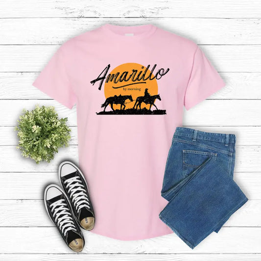 Amarillo By Morning" Country Music T-Shirt – Western Rodeo Tee -Dogmomhat